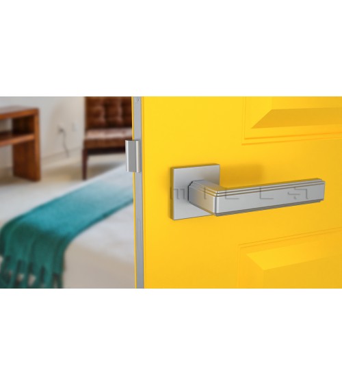 Satin chrome RAFLESIA door handle designer handle