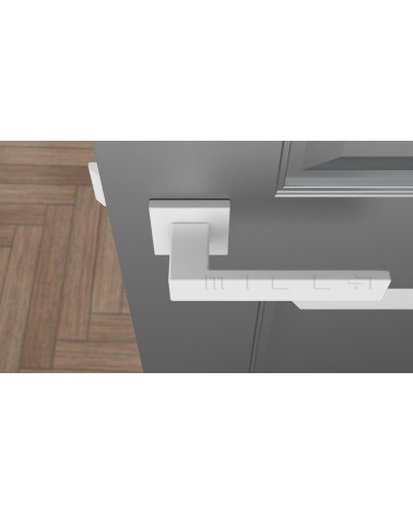 White PINA door handle design handle top view mounted on a door