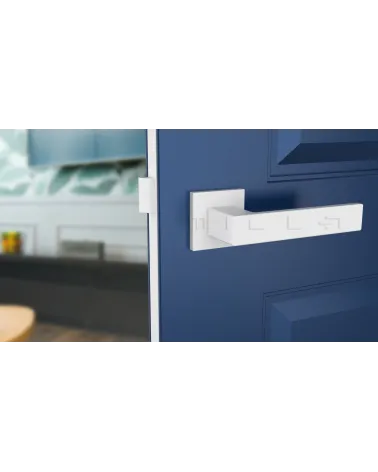 White PINA door handle design front view mounted on a door