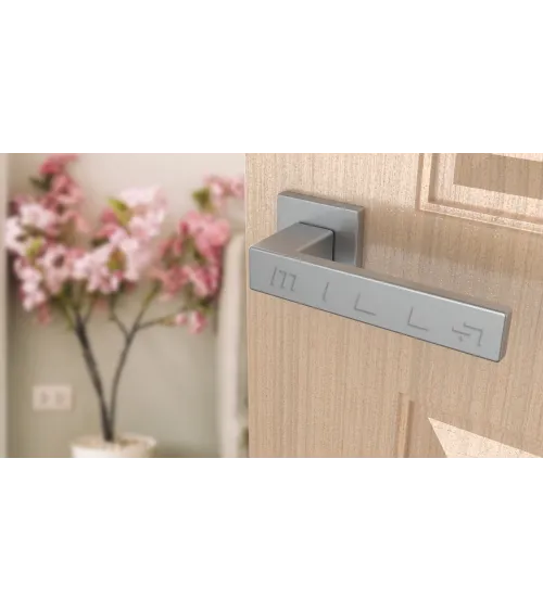 Satin chrome PINA door handle design handle