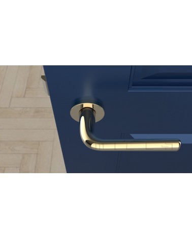 Polished Gold TULIPA interior door handle design top view mounted on a door