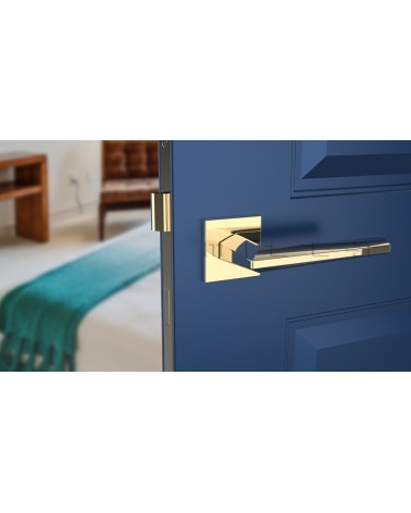 Modern JASMINA door handle design handle front view mounted on a door