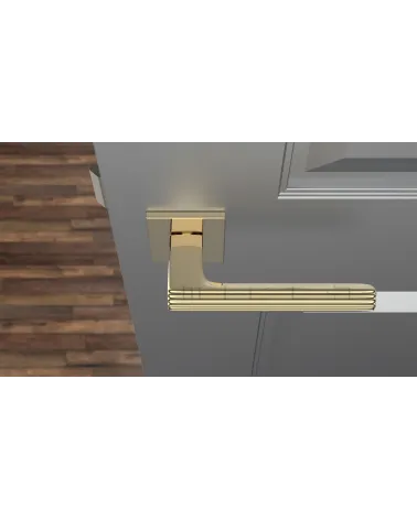 LARICE square plate door handle design handle top view mounted on a door