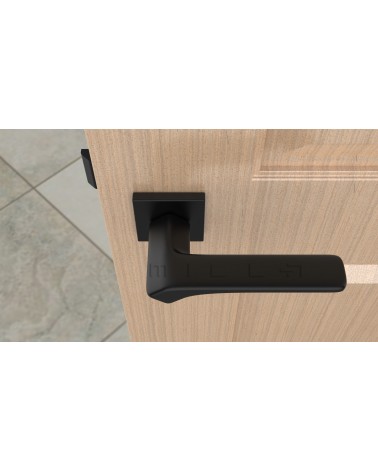 Contemporary BERGERIA door handle designer handle top view mounted on a door