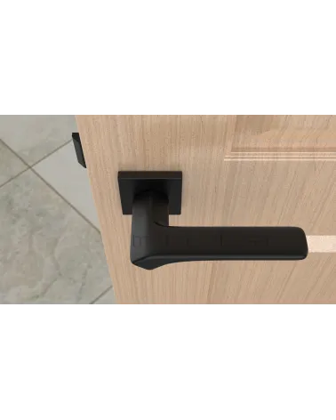 Contemporary BERGERIA door handle designer handle top view mounted on a door