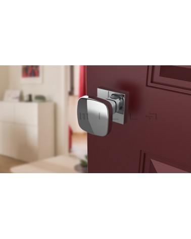 Polished chrome KIAMA square door knob - designer handle