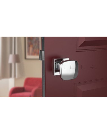 Polished Chrome KIAMA square door knob - designer handle