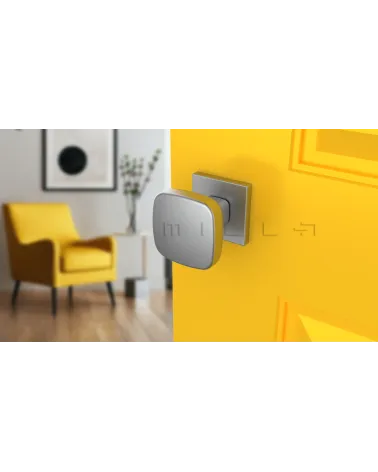 Brushed Chrome KIAMA square door knob - designer handle