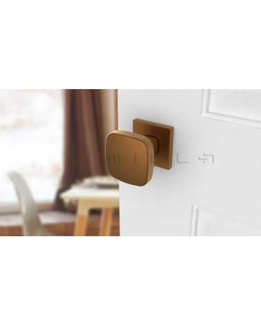 Copper KIAMA square door knob - designer handle