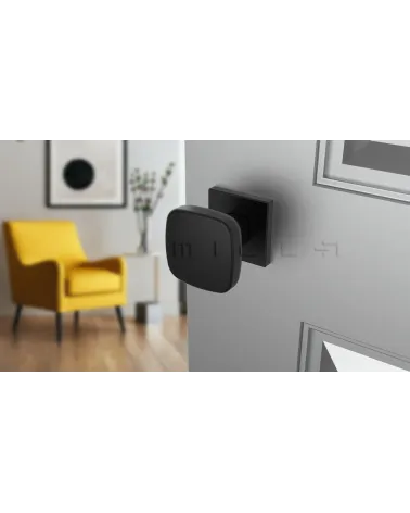 Black KIAMA square door knob - designer handle