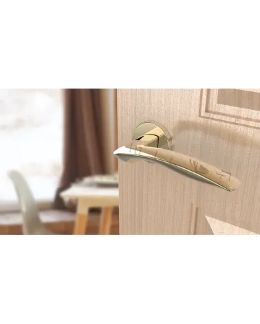 ROBINE door handle design handle angled top view mounted on a door