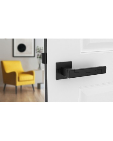 Black pearl TILLIA door handle interior door design front view mounted on a door