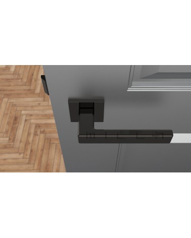 Classic TILLIA door handle design handle colour 1 top view mounted on a door