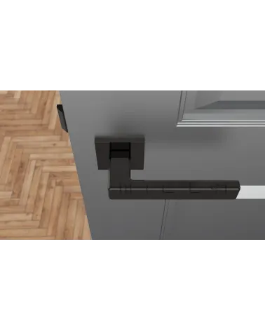 Classic TILLIA door handle design handle colour 1 top view mounted on a door
