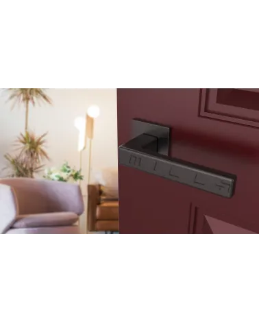 TILLIA door handle interior door design colour 2 angled view mounted on a door