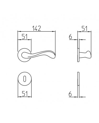 Mandelli Ande door handle with dimensions