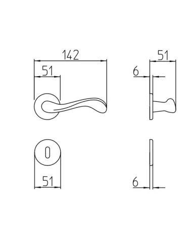 Mandelli Ande door handle with dimensions