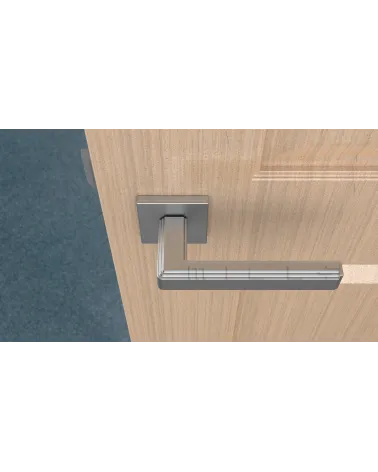 RAFLESIA square plate door handle design handle fitted on a wooden door