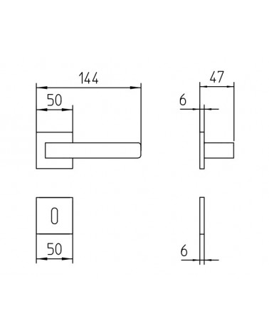 Mandelli Lario door handle with dimensions