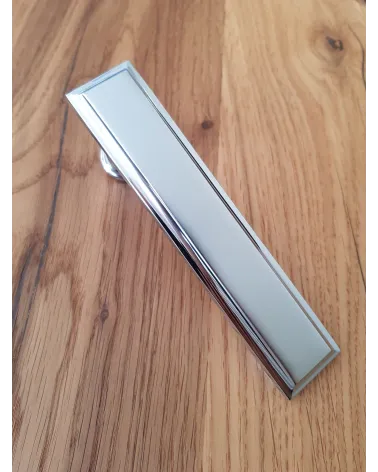 Mandelli Kuki door handle satin chrome designer handle angled view
