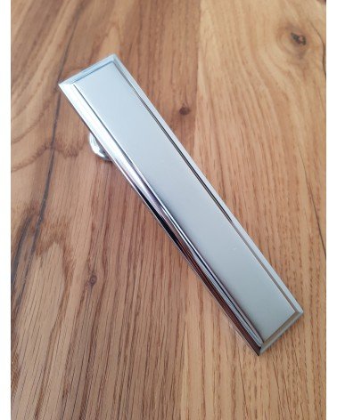 Mandelli Kuki door handle satin chrome designer handle angled view