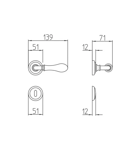 Mandelli Naxos brass door handle design handle colour 3