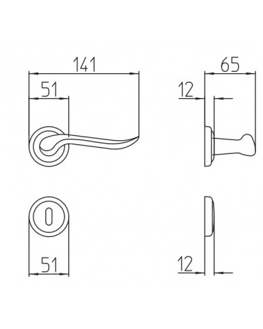 Mandelli Rondò door handle with dimensions