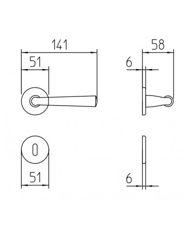 Mandelli Special door handle with dimensions