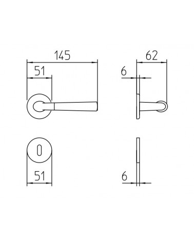 Mandelli Start door handle with dimensions