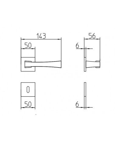 Mandelli Telis door handle with dimensions