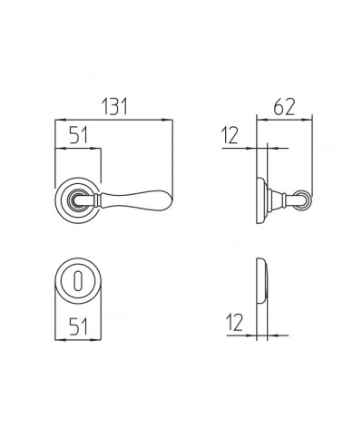 Mandelli Gou door handle with dimensions