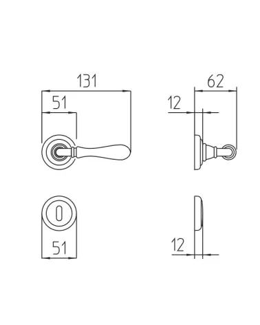 Mandelli Gou door handle with dimensions