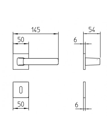 Mandelli Fenix door handle with dimensions