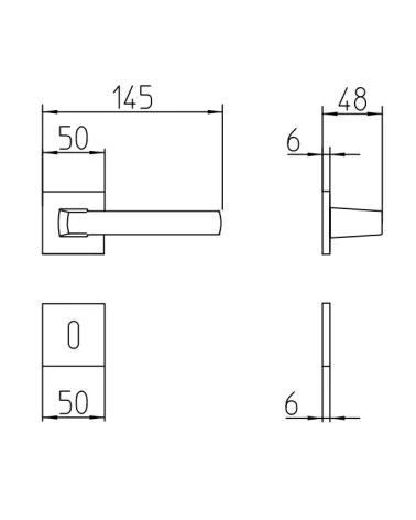 Mandelli Fan door handle with dimensions