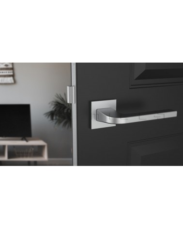 ISMENA door handle designer handle colour 1 front view mounted on a door