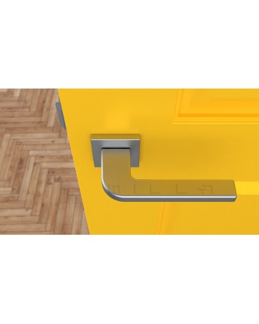 ISMENA door handle designer handle colour 1 top view mounted on a door