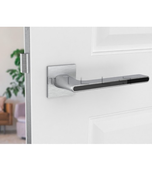 Black and gold Ferrara square door handle - designer handle