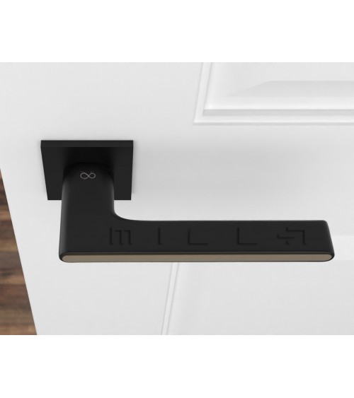 Black and Gold Two-Tone Door Handle on a square plate - Ferrara model - designer handle