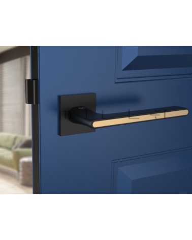 Ferrara square black and gold two-tone door handle