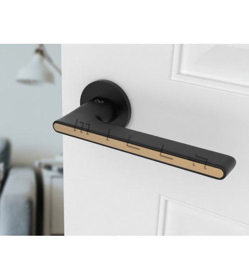 Ferrara round two-tone brushed chrome black door handle - design handle