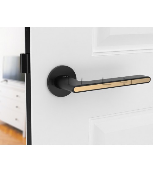 Black and gold two-tone round door handle Ferrara - designer handle