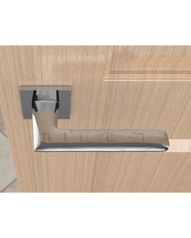 Line GIULIA design door handle colour 1 top view mounted on a door
