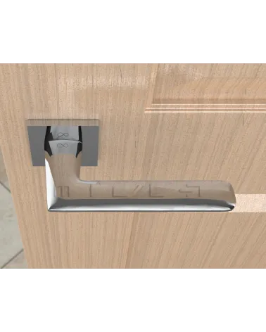 Line GIULIA design door handle colour 1 top view mounted on a door