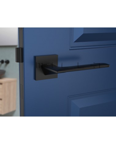 Black door handle line GIULIA design handle front view mounted on a door