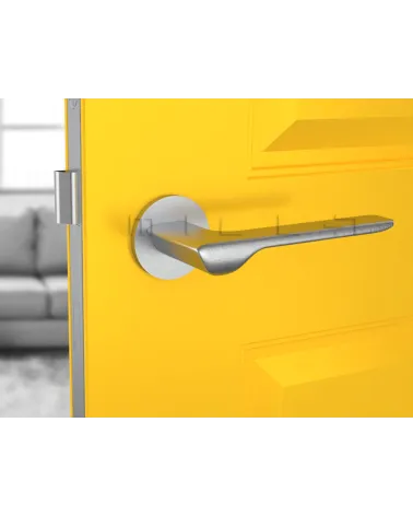 Modern style LIGNE design door handle front view mounted on a door
