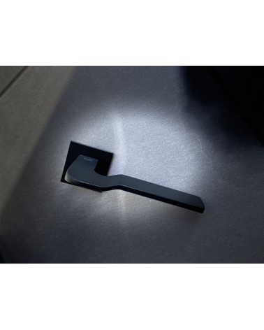 Black LINE BALI door handle designer hardware illuminated mounted on a door