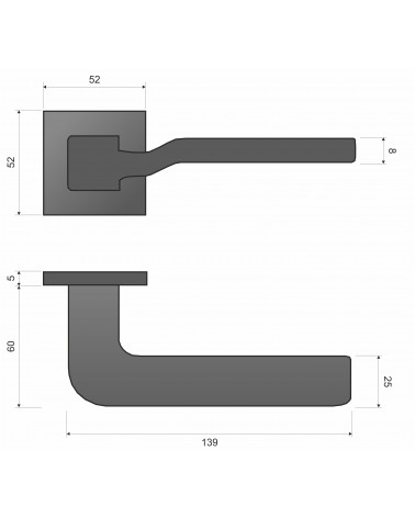 LINE BALI door handle with dimensions