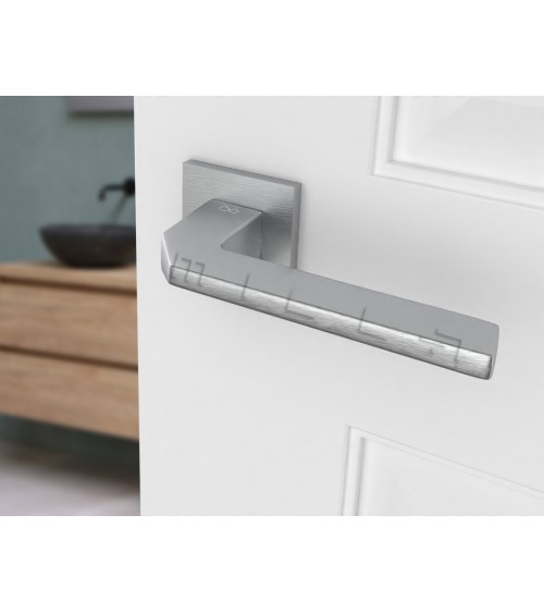 Satin chrome ETNA door handle design hardware