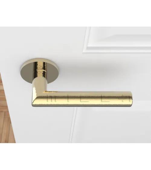 Polished Gold Door Handle Line Ronda Round - designer handle