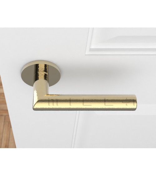 Polished Gold Door Handle Line Ronda Round - designer handle